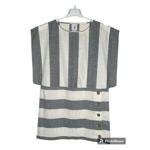 Zachary's Smile Label Boxy Striped Detail Top Blouse Women's Size Petite S USED